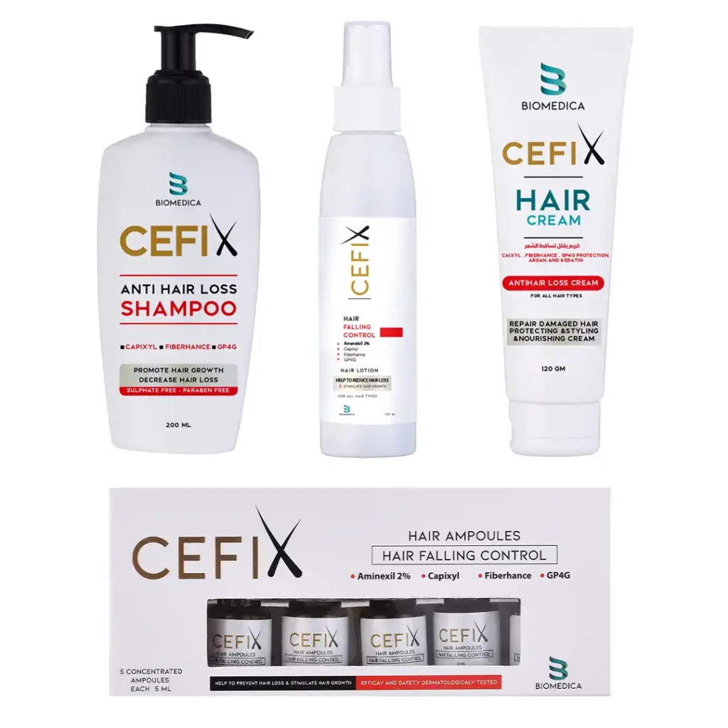 CEFIX (Hair Shampoo + Hair Cream + Hair Lotion + Hair Ampoules 5 vial *5 ML)