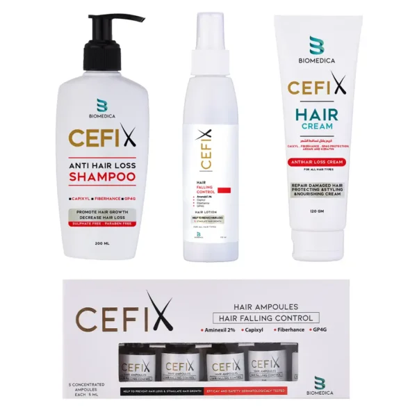 CEFIX (Hair Shampoo + Hair Cream + Hair Lotion + Hair Ampoules 5 vial *5 ML)