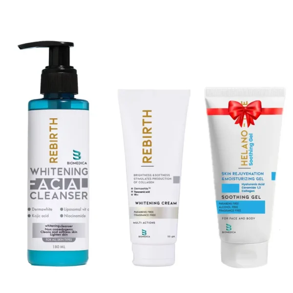 Rebirth (Facial Cleanser + WHITENING CREAM) + HELANO SOOTHING GEL 75 gm